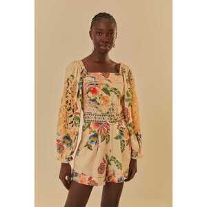 Sand Delicate Garden Lace Romper